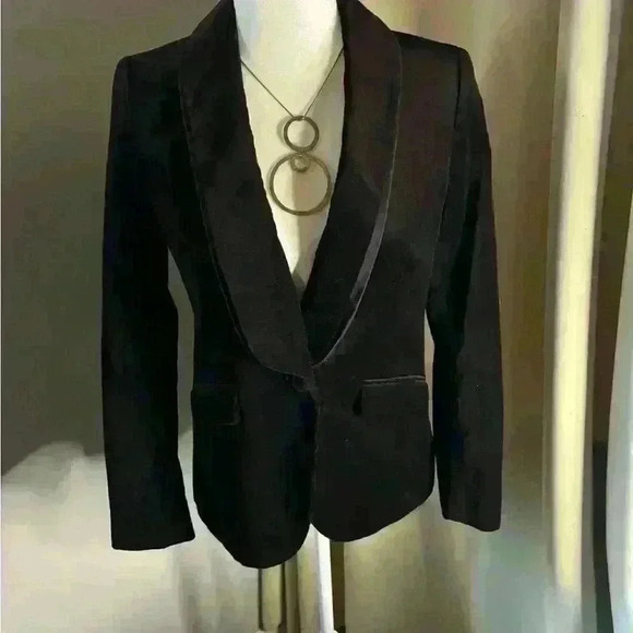 Stunning velvet blazer- Eggplant aubergine color with matching lining size 4 P - Picture 5 of 6